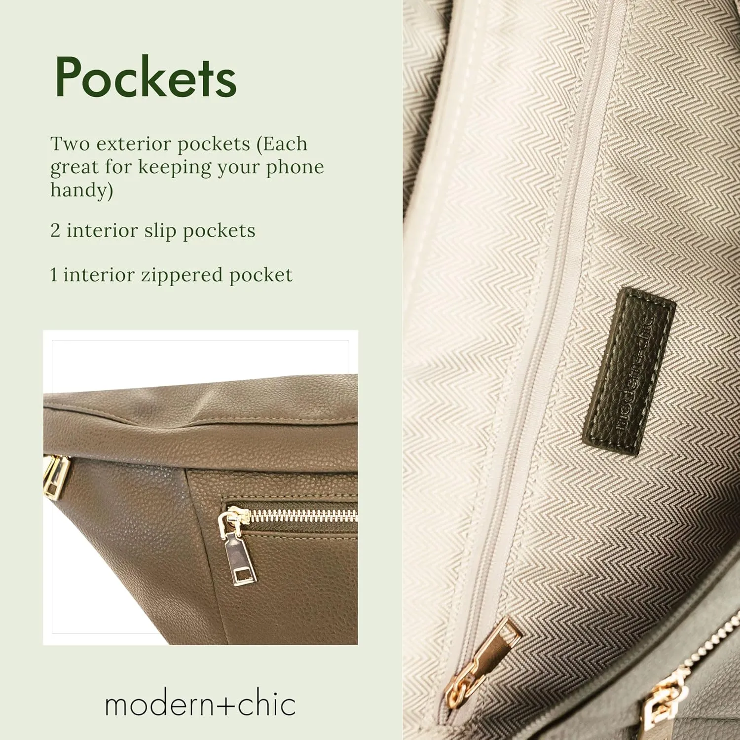 Modern Chic Sling Bags for Women - Presley Oversized Sling Bag, Vegan Leather Crossbody Bag with Strap & Multiple Pockets (Deep Khaki Green)