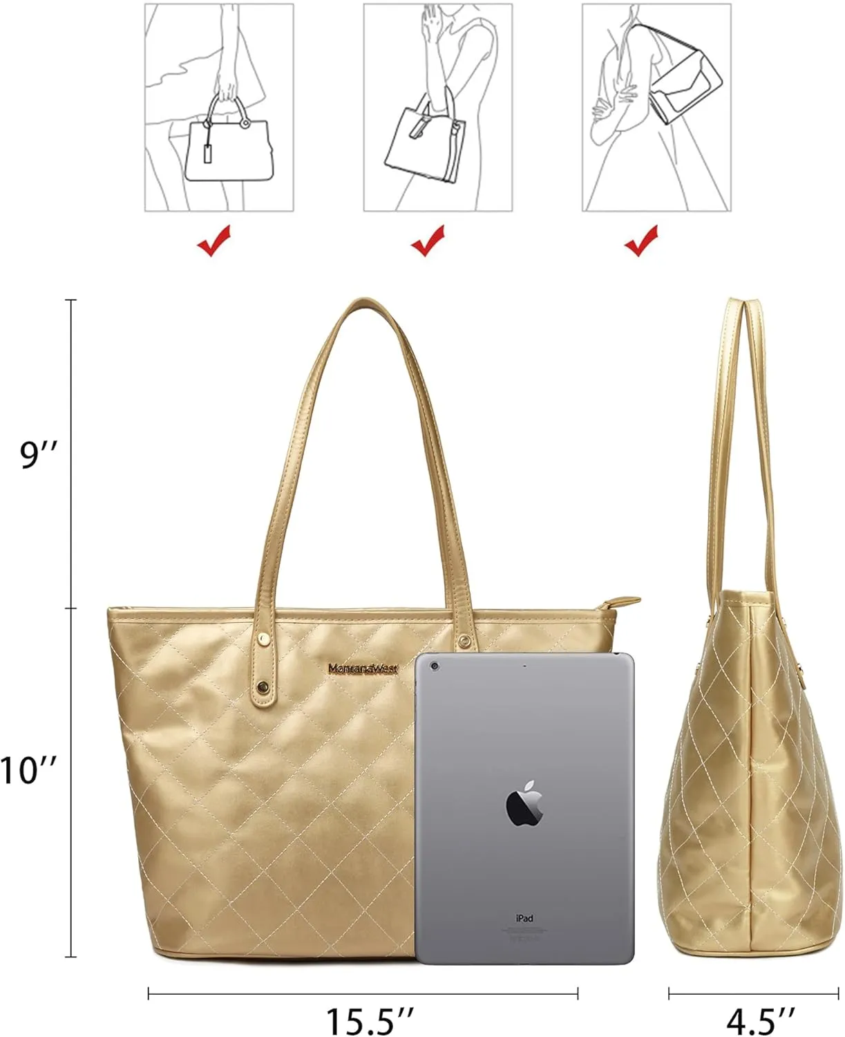 Montana West Quilted Handbag for Women Tote Purse Shoulder Bag Large Fashion Hobo Purse