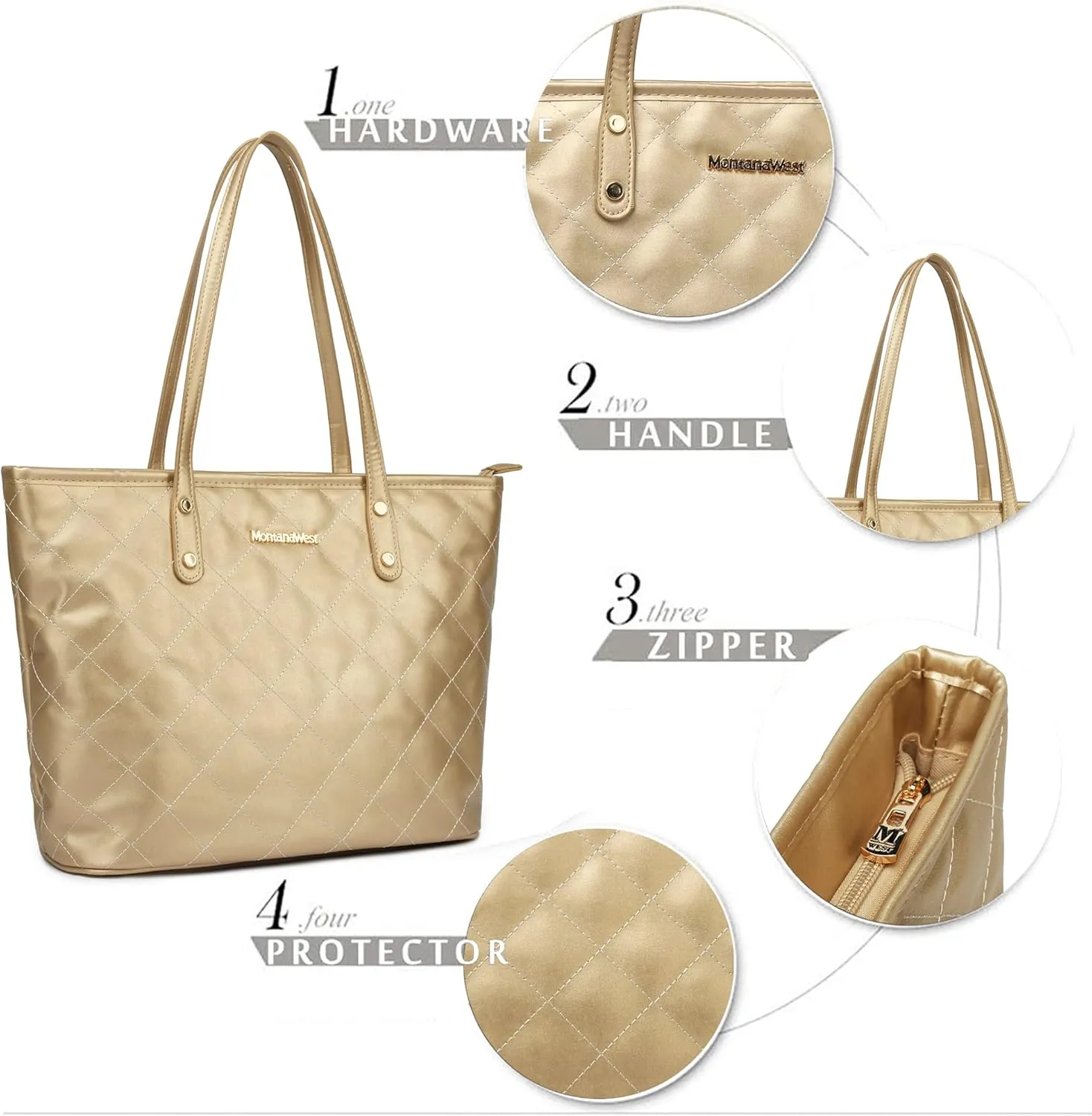 Montana West Quilted Handbag for Women Tote Purse Shoulder Bag Large Fashion Hobo Purse