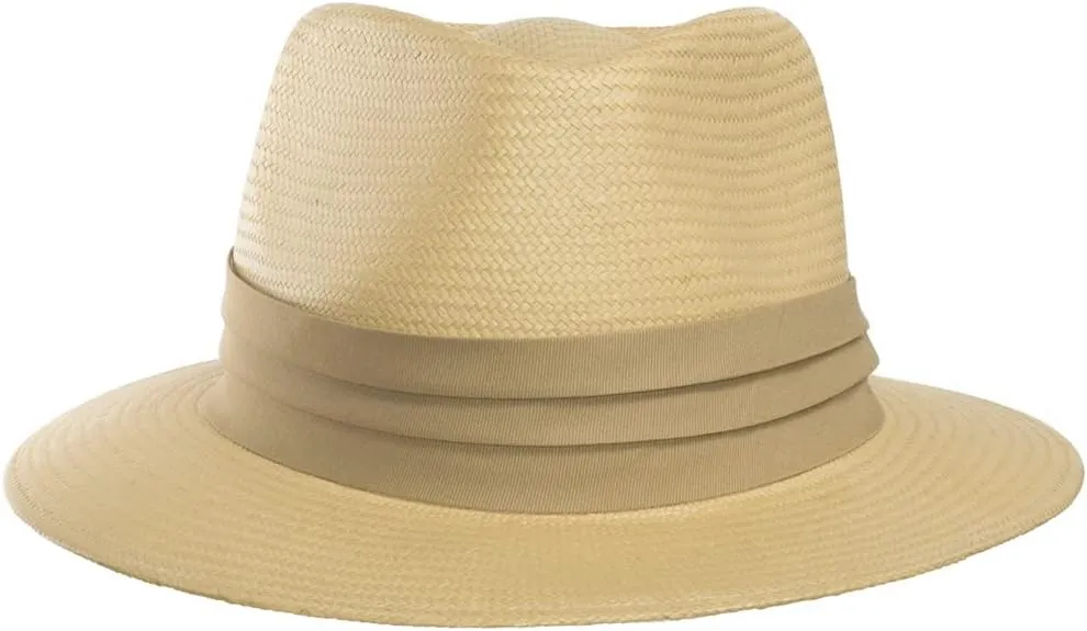 Monte Cristo Classic Fedora Straw Panama Hat Sun Wide Brim Lightweight Beach UPF50  Men or Women
