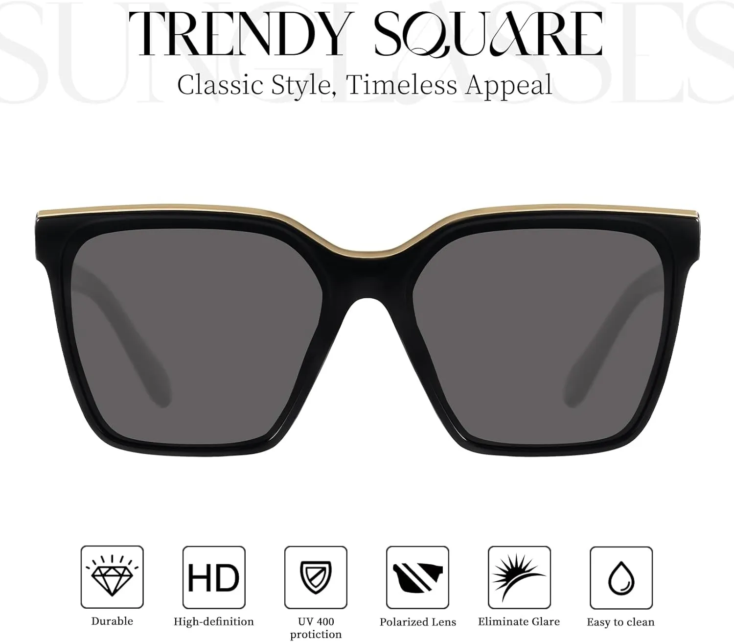 mosanana Square Trendy Polarized Oversized Sunglasses for Women Men 2025 UV400 MS52367