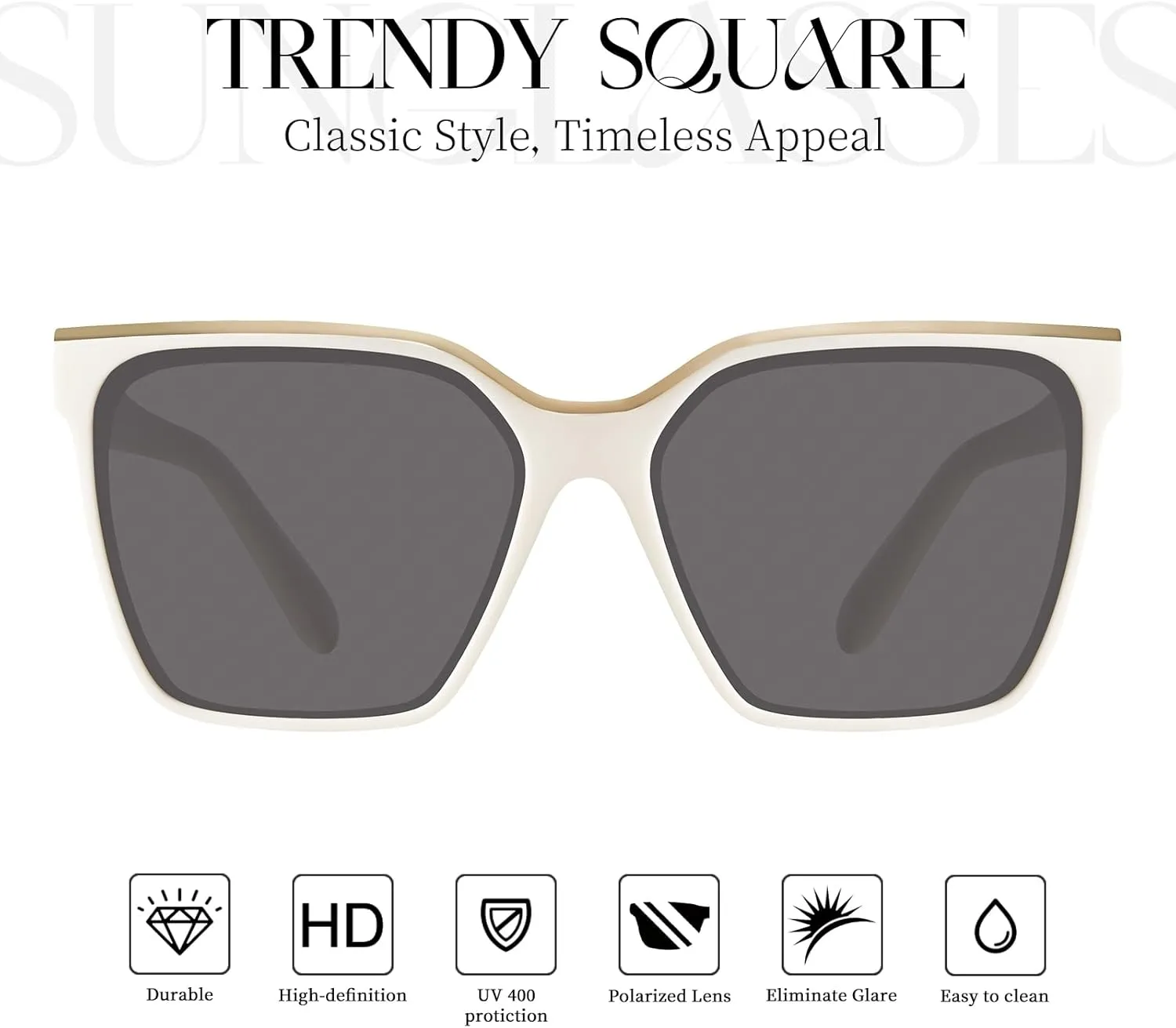mosanana Square Trendy Polarized Oversized Sunglasses for Women Men 2025 UV400 MS52367