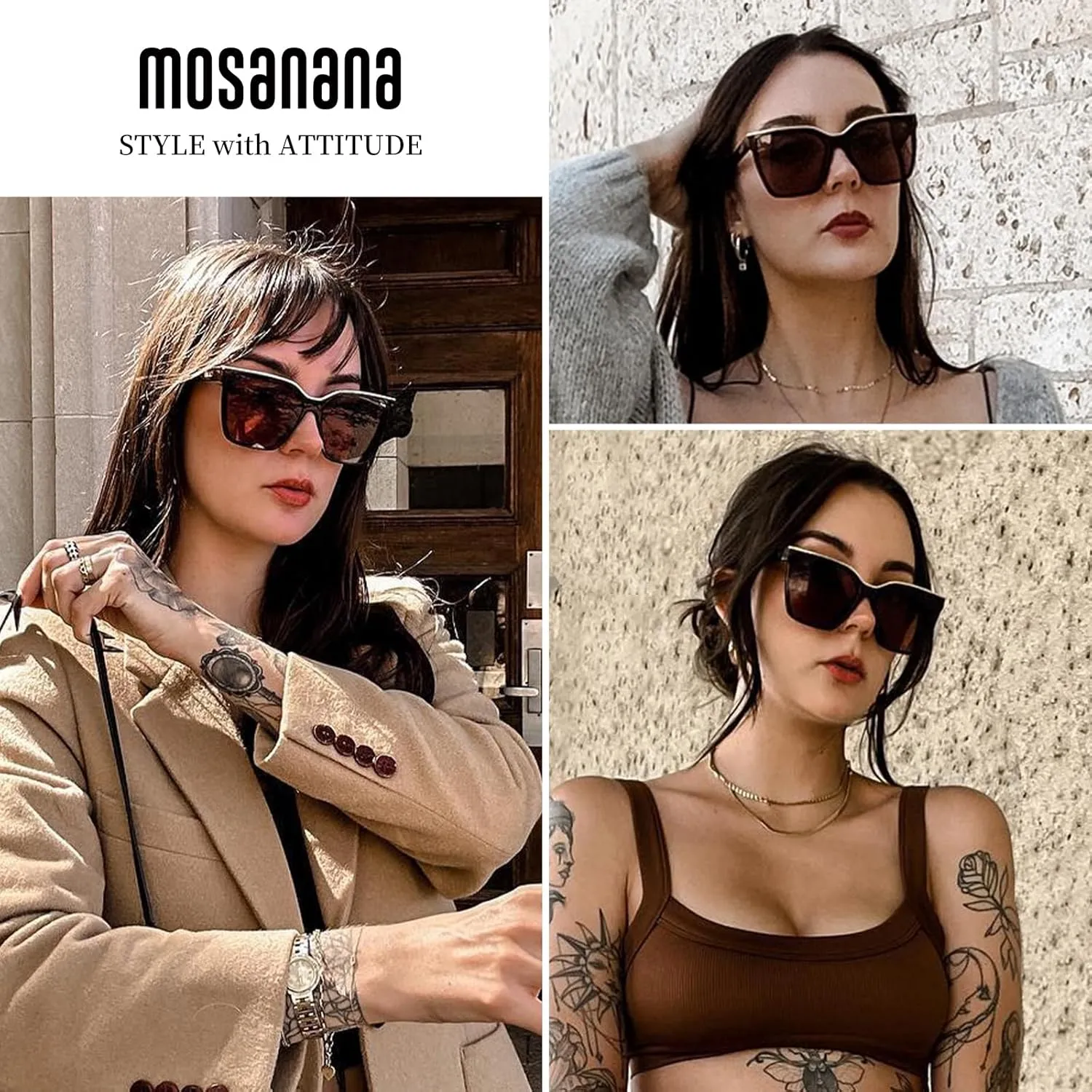 mosanana Square Trendy Polarized Oversized Sunglasses for Women Men 2025 UV400 MS52367