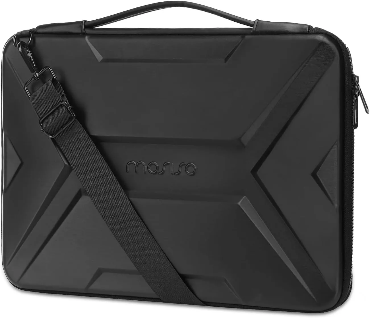 MOSISO 15.6 inch Hard Shell Laptop Sleeve Shoulder Bag, Waterproof Shockproof Protective Artistic Geometric EVA Computer Bag Compatible with MacBook Pro 16 inch, HP, Dell, Lenovo Notebook, Black
