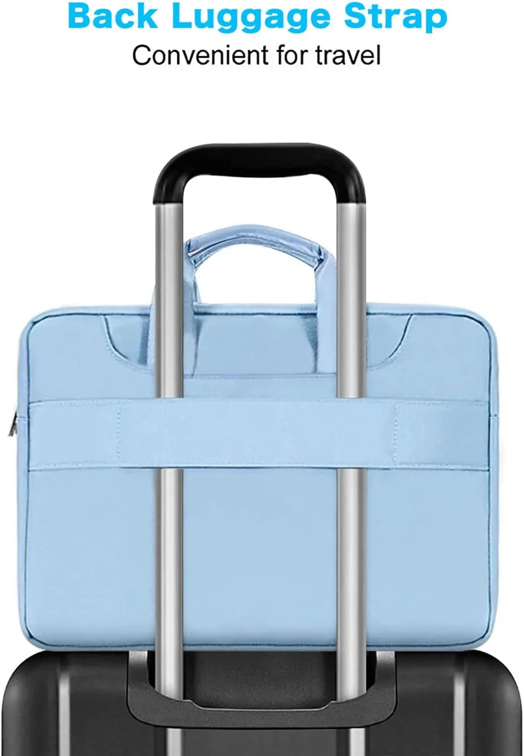 MOSISO 360 Protective Laptop Shoulder Bag Compatible with MacBook Air 15 M4 A3241 M3 A3114 M2 A2941/Pro 16 inch M4 M3 M2 M1, 15-15.6 inch Notebook,Matching Color Sleeve with Belt, Airy Blue