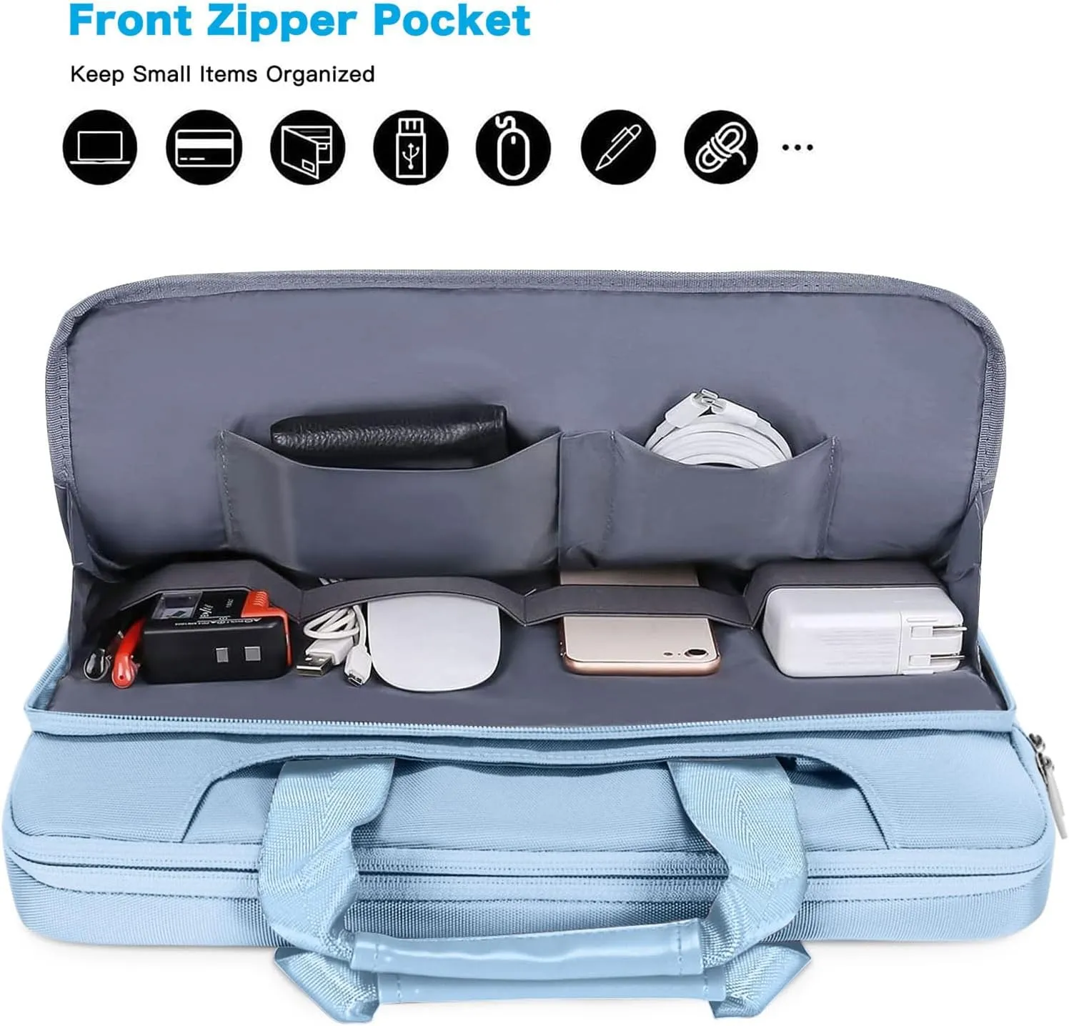 MOSISO 360 Protective Laptop Shoulder Bag Compatible with MacBook Air/Pro, 13-13.3 inch Notebook, Compatible with MacBook Pro 14 inch M4 M3 M2 M1,Matching Color Sleeve with Belt, Airy Blue