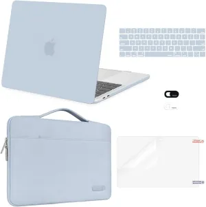 MOSISO Compatible with MacBook Pro 13 inch Case M2 2025, 2024, 2023-2016 A2338 M1 A2251 A2289 A2159 A1989 A1708 A1706, Plastic Hard Case&Bag&Keyboard Skin&Webcam Cover&Screen Protector, Baby Blue