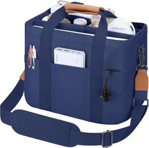 Mossio Large Canvas Tote Bag for Women with Multi Pockets - Laptop Crossbody Shoulder Handbag Everyday Tote with Compartments