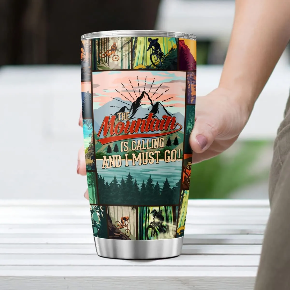 Mountain Biking 20 Oz Tumblers Insulated With Lid Bike Coffee Mug For Riding Lover Men Him Dad Papa On Birthday Drinking Cup Stainless Steel Travel Mugs Biker Accessories