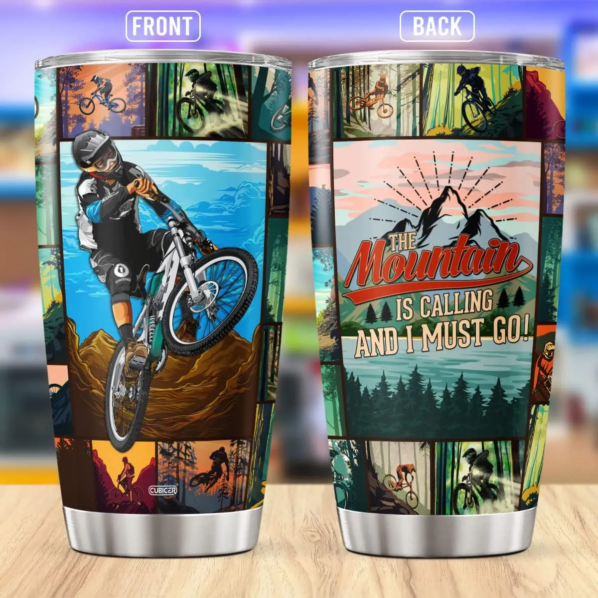 Mountain Biking 20 Oz Tumblers Insulated With Lid Bike Coffee Mug For Riding Lover Men Him Dad Papa On Birthday Drinking Cup Stainless Steel Travel Mugs Biker Accessories