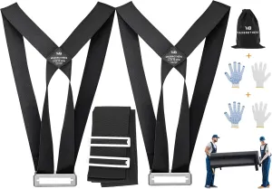 Moving Straps(5" of Width), Lifting Straps for 2 Movers, Shoulder Moving Straps Perfect for Equipment, Appliances, Heavy Objects up to 800lbs, Safely and Easily Like a Pro, Black