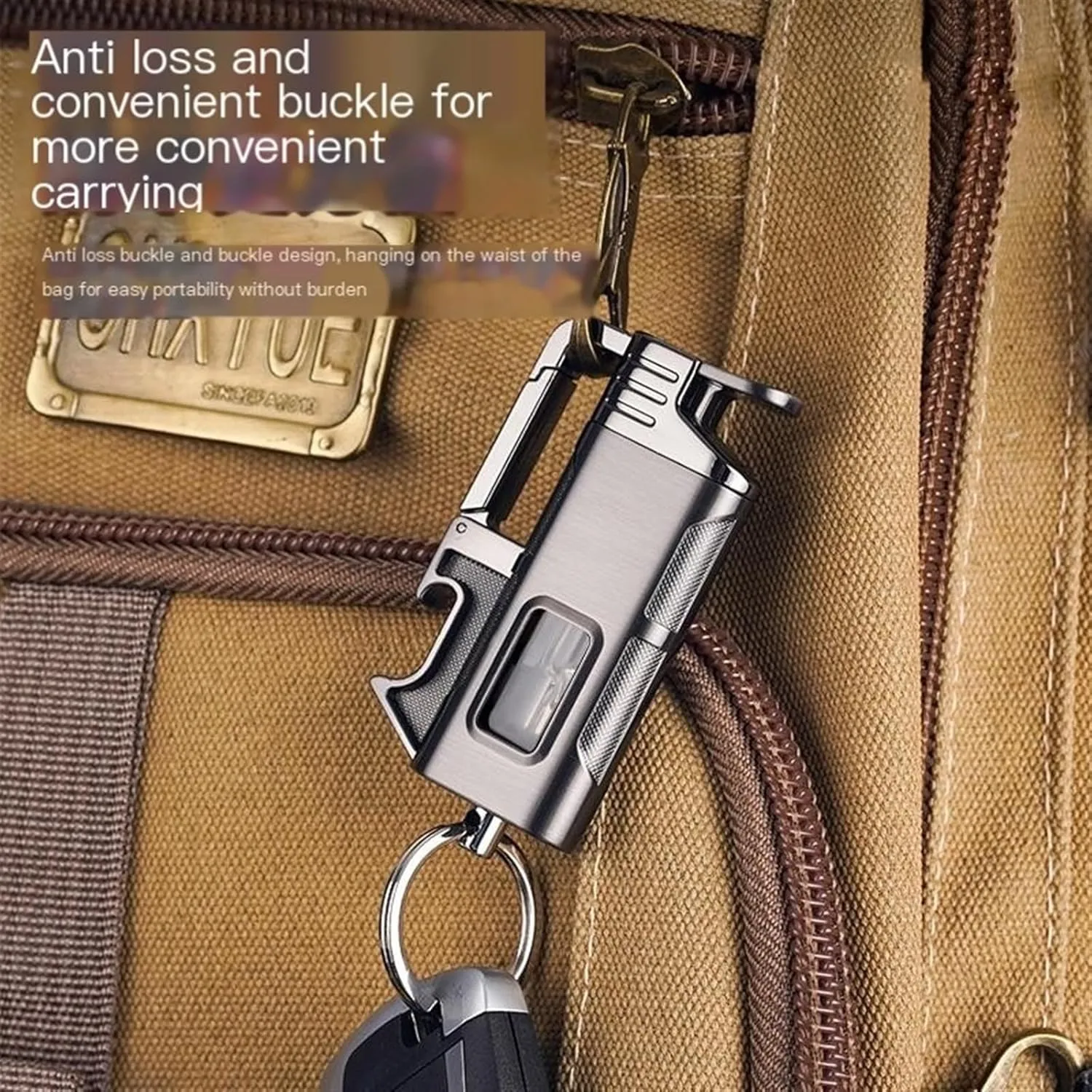 Multifunctional butane lighter, portable keychain lighter, visible gas tank lighter, windproof lighter (butane not included)(C)