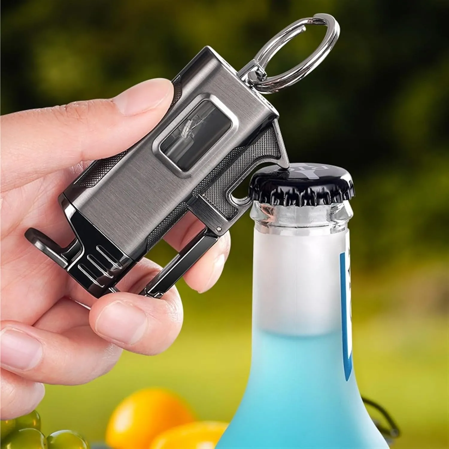 Multifunctional butane lighter, portable keychain lighter, visible gas tank lighter, windproof lighter (butane not included)(C)