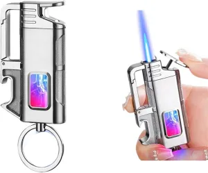 Multifunctional butane lighter, portable keychain lighter, visible gas tank lighter, windproof lighter (butane not included)(C)