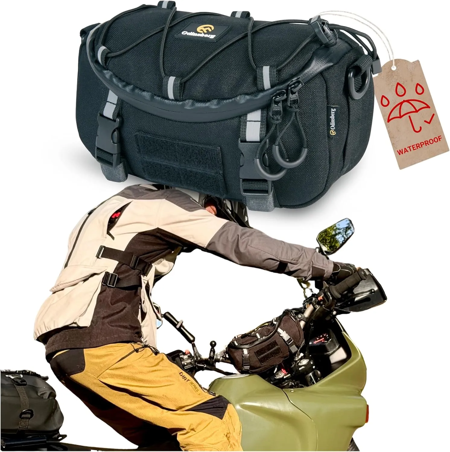Multipurpose Water Resistant 3L Motorbike Handlebar Bag and Bicycle Bike Handlebar Bag to be Used as Motorcycle Tool Roll Handle Bar Bag Motorcycle Tool Bag Bike Tool Bag Or Sissy Bar Bag