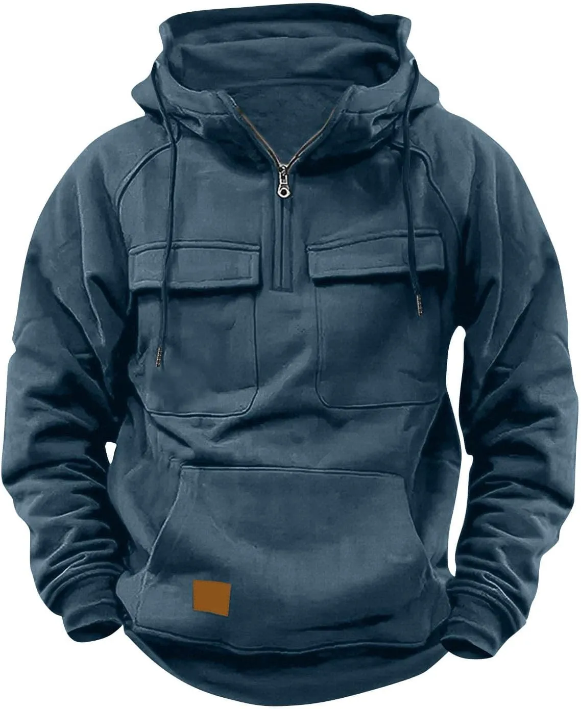 Muscularfit Causal Hoodies for Men 2025 Fashion Long Sleeve Tactical Cargo Sweatshirts Quarter Zipper Shirts Multi Pockets