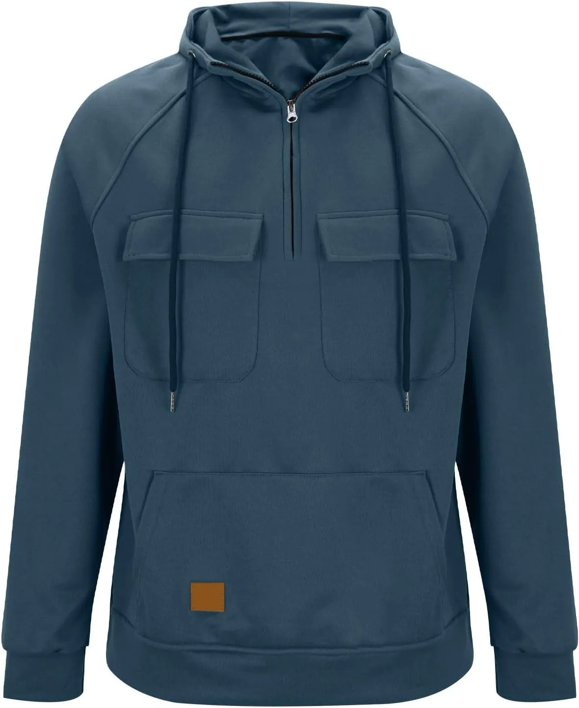 Muscularfit Causal Hoodies for Men 2025 Fashion Long Sleeve Tactical Cargo Sweatshirts Quarter Zipper Shirts Multi Pockets