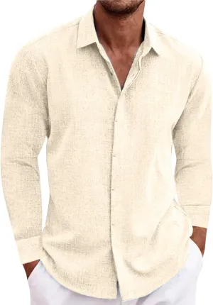 Muscularfit Long Sleeve Button Down Shirts for Men Summer Fashion Solid Color Collar Tshirts Trendy Outfits Clothing 2024