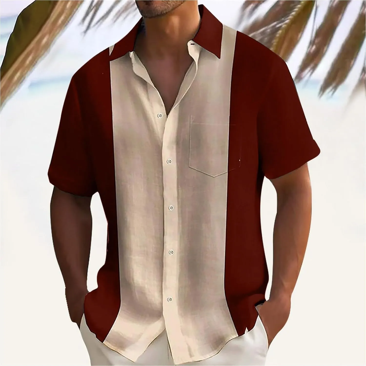 Muscularfit Mens Beach Button Down Shirt Summer Hawaiian Short Sleeve Causal Business Shirts Plus Size Vacation Outfit 2025