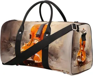 Music Guitar Travel Duffel Bag for Women Men Waterproof Foldable Overnight Weekender Bag Large Capacity Sports Gym Bag