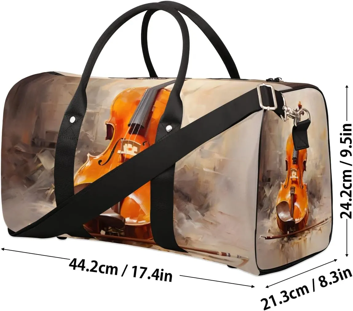 Music Guitar Travel Duffel Bag for Women Men Waterproof Foldable Overnight Weekender Bag Large Capacity Sports Gym Bag