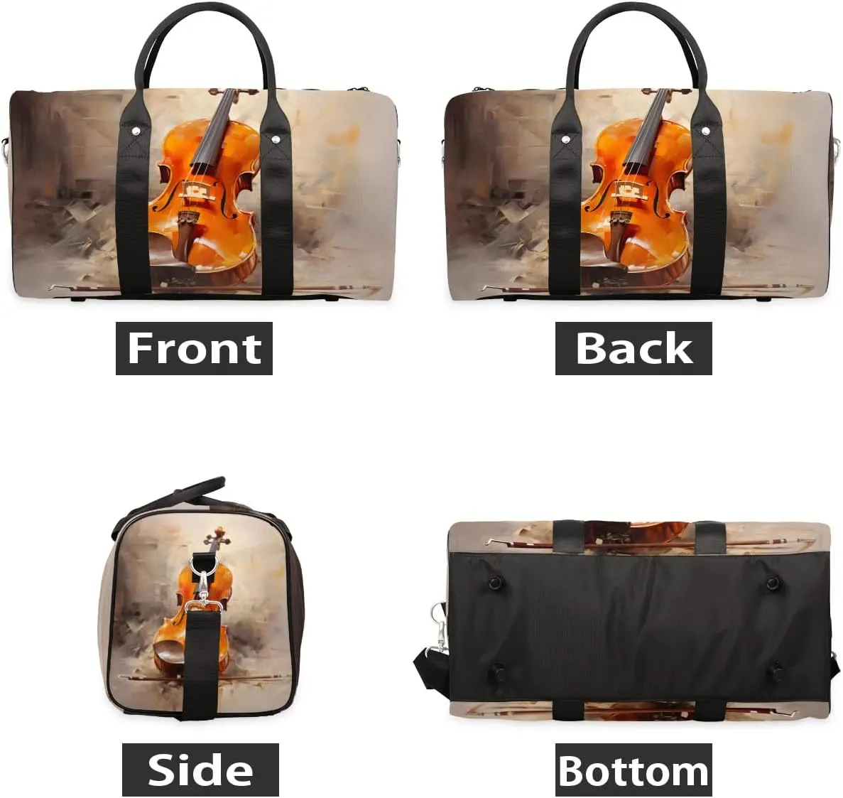 Music Guitar Travel Duffel Bag for Women Men Waterproof Foldable Overnight Weekender Bag Large Capacity Sports Gym Bag
