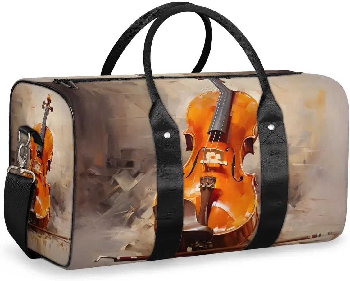 Music Guitar Travel Duffel Bag for Women Men Waterproof Foldable Overnight Weekender Bag Large Capacity Sports Gym Bag