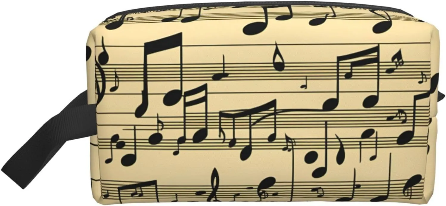 Musical Notes Print Travel Toiletry Organizer Bag, Cosmetic & Storage Pouch For Travel And Daily Use