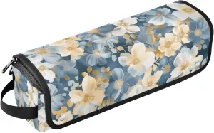 Mustard Yellow Flowers Hair Tools Travel Bag with Heat Resistant Mat, Travel Carrying Case for Curling Iron, Straightener, Portable Organizer Cosmetic Bag