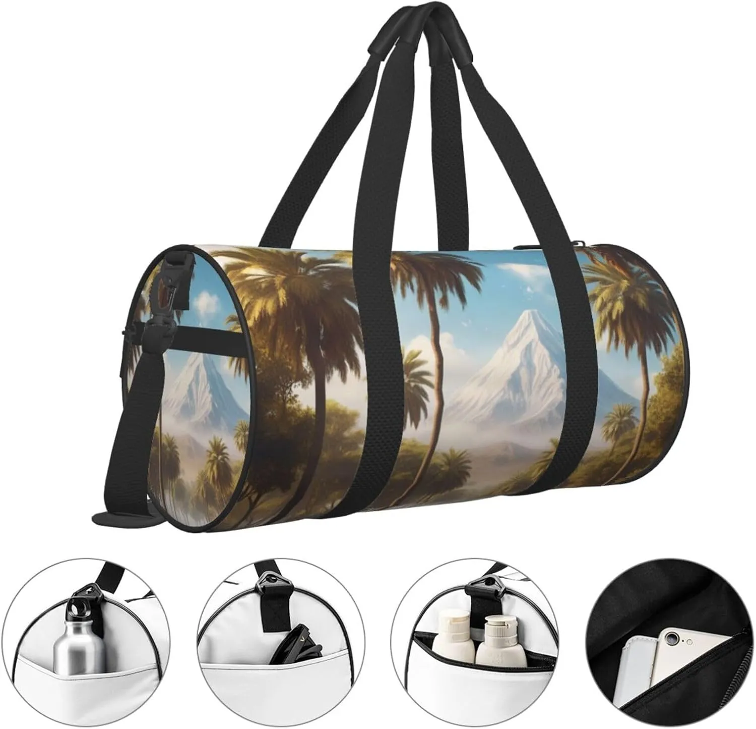 Mystical Mirage Printed Travel Bag,Round Personal Item Storage bag,Foldie Duffel Bag for Traveling Vacation,Fitness,Sports