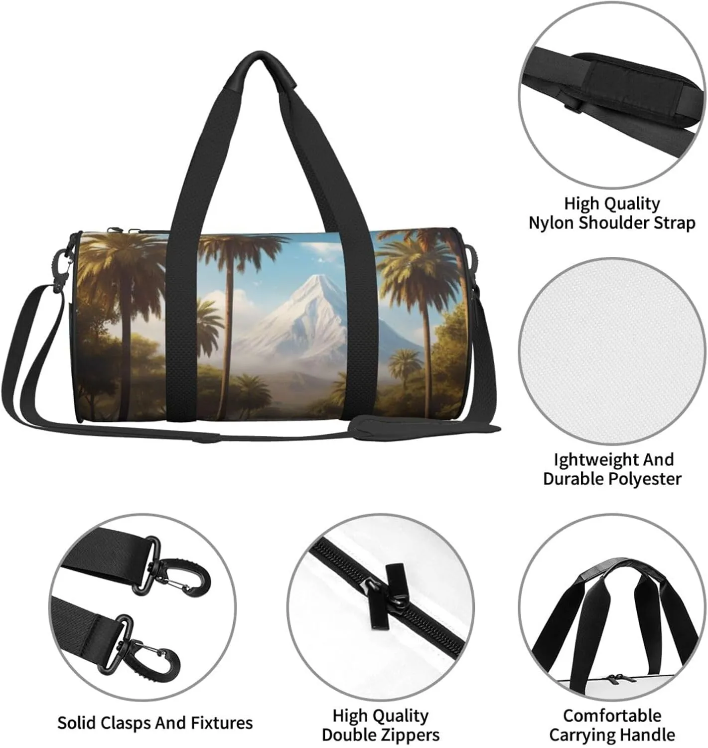 Mystical Mirage Printed Travel Bag,Round Personal Item Storage bag,Foldie Duffel Bag for Traveling Vacation,Fitness,Sports