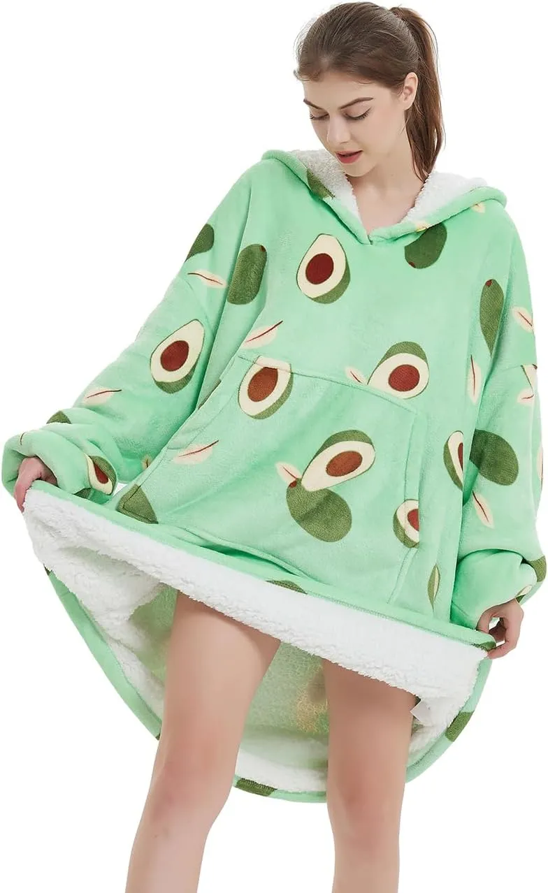 NAFLEAP Blanket Hoodie Women Wearable Blanket Adult Oversized Fleece Sherpa Christmas Sweatshirt Gift for Women