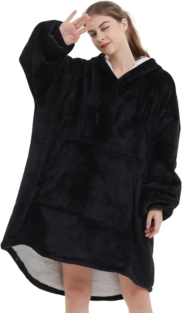 NAFLEAP Blanket Hoodie Women Wearable Blanket Adult Oversized Fleece Sherpa Christmas Sweatshirt Gift for Women