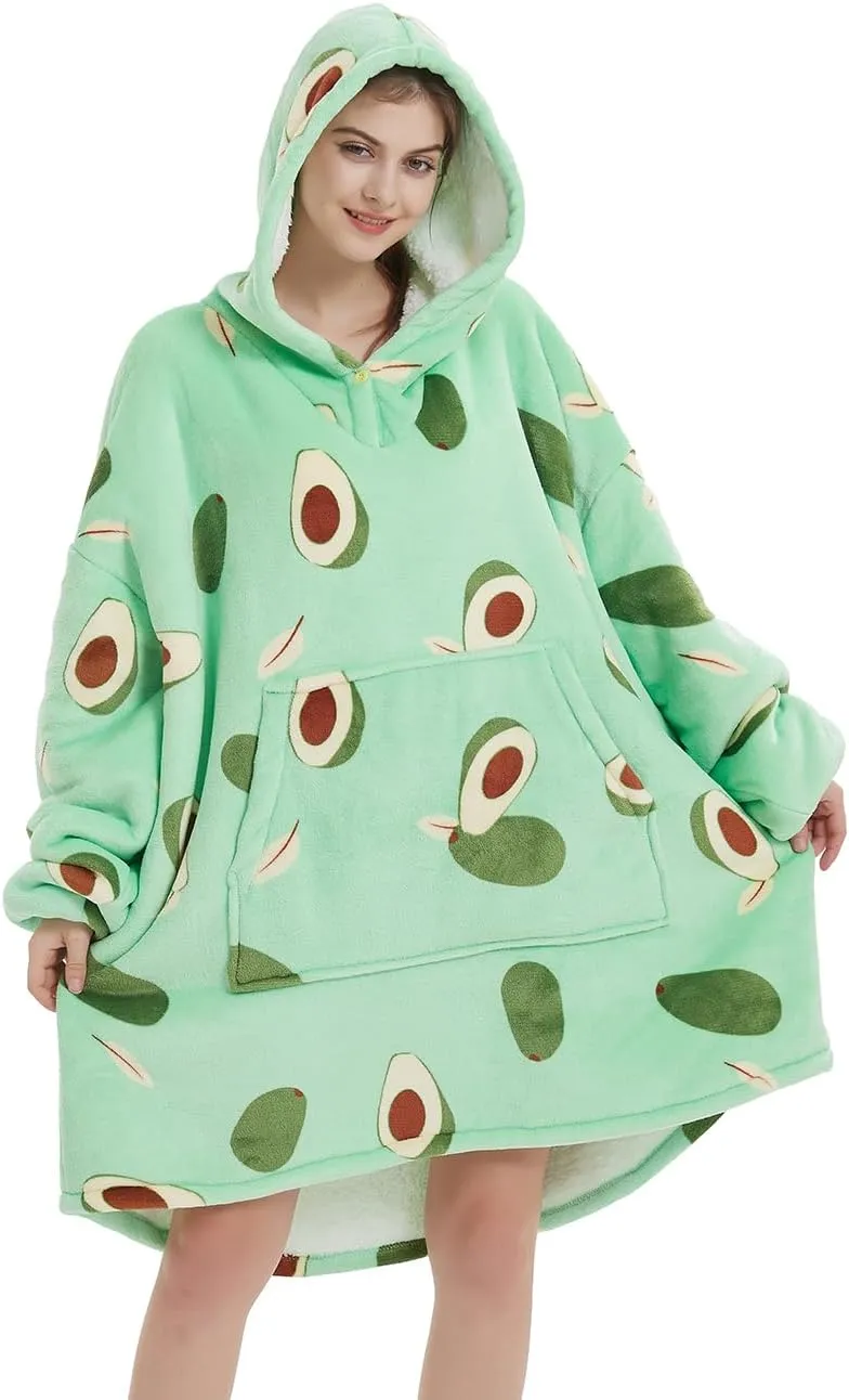 NAFLEAP Blanket Hoodie Women Wearable Blanket Adult Oversized Fleece Sherpa Christmas Sweatshirt Gift for Women