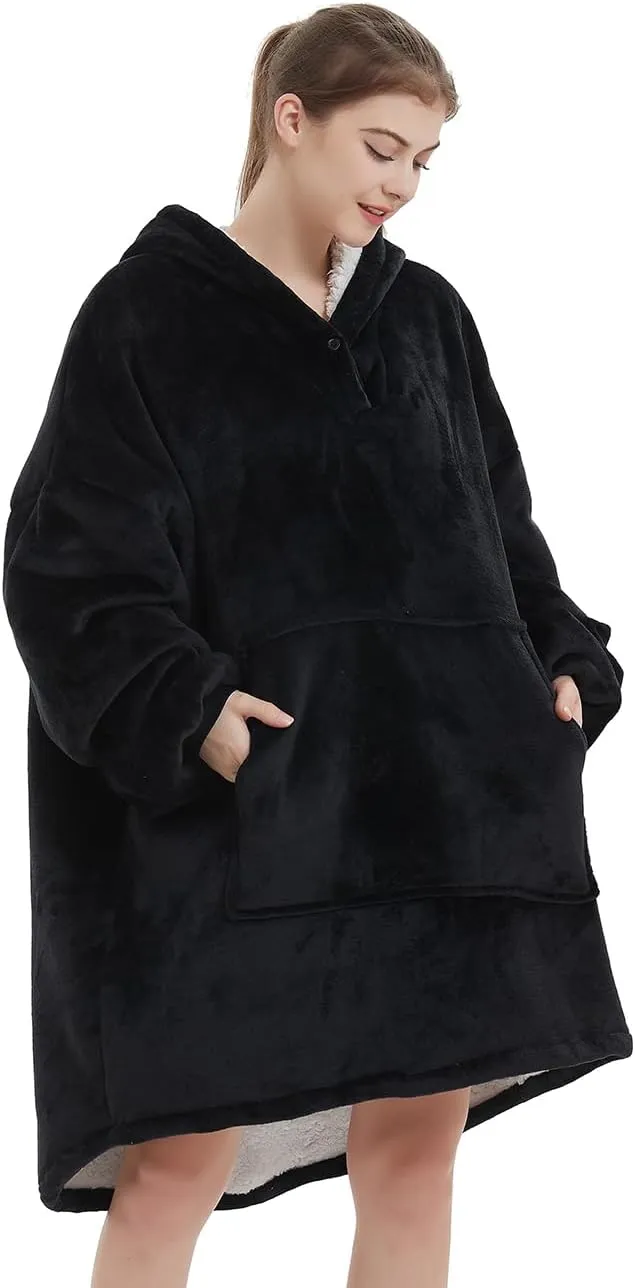 NAFLEAP Blanket Hoodie Women Wearable Blanket Adult Oversized Fleece Sherpa Christmas Sweatshirt Gift for Women