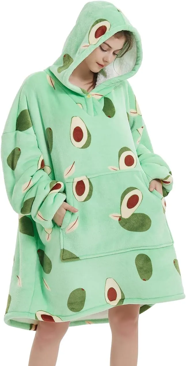 NAFLEAP Blanket Hoodie Women Wearable Blanket Adult Oversized Fleece Sherpa Christmas Sweatshirt Gift for Women