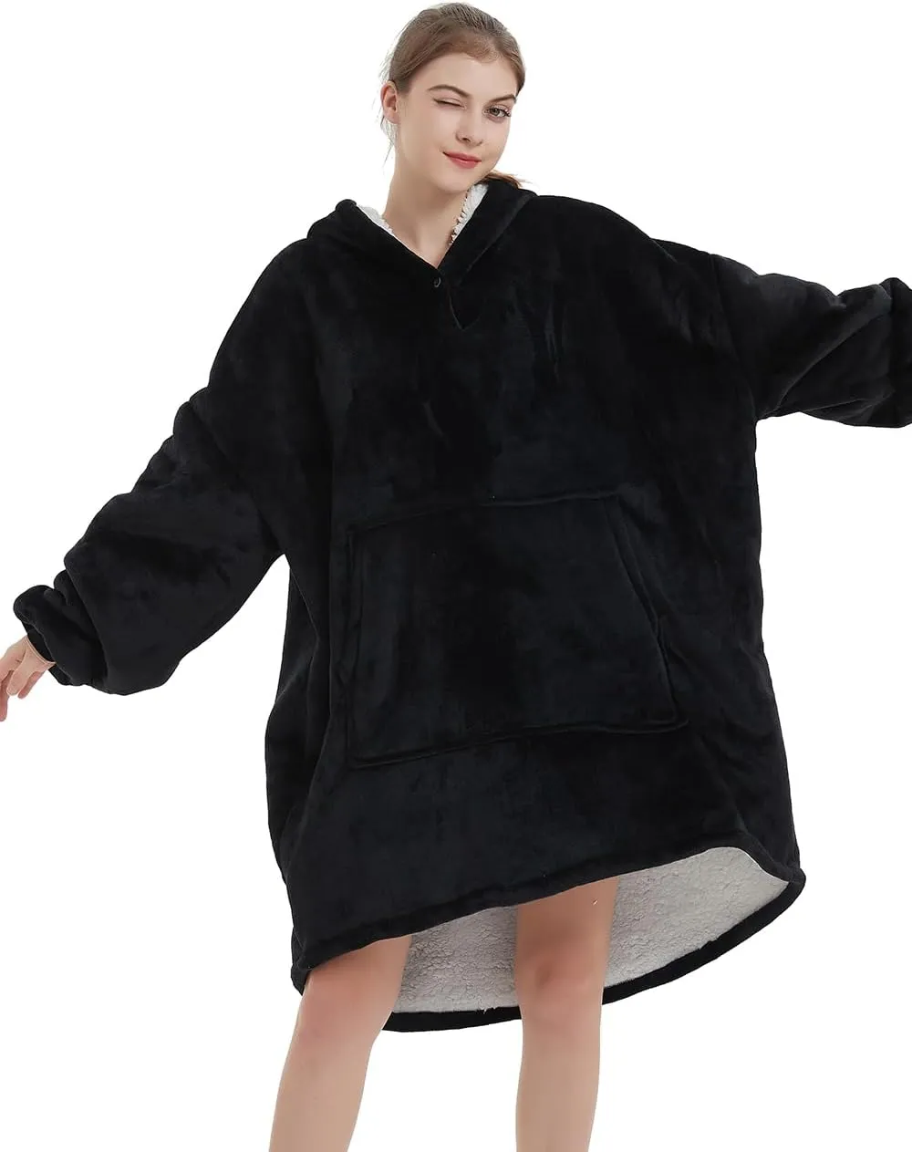 NAFLEAP Blanket Hoodie Women Wearable Blanket Adult Oversized Fleece Sherpa Christmas Sweatshirt Gift for Women
