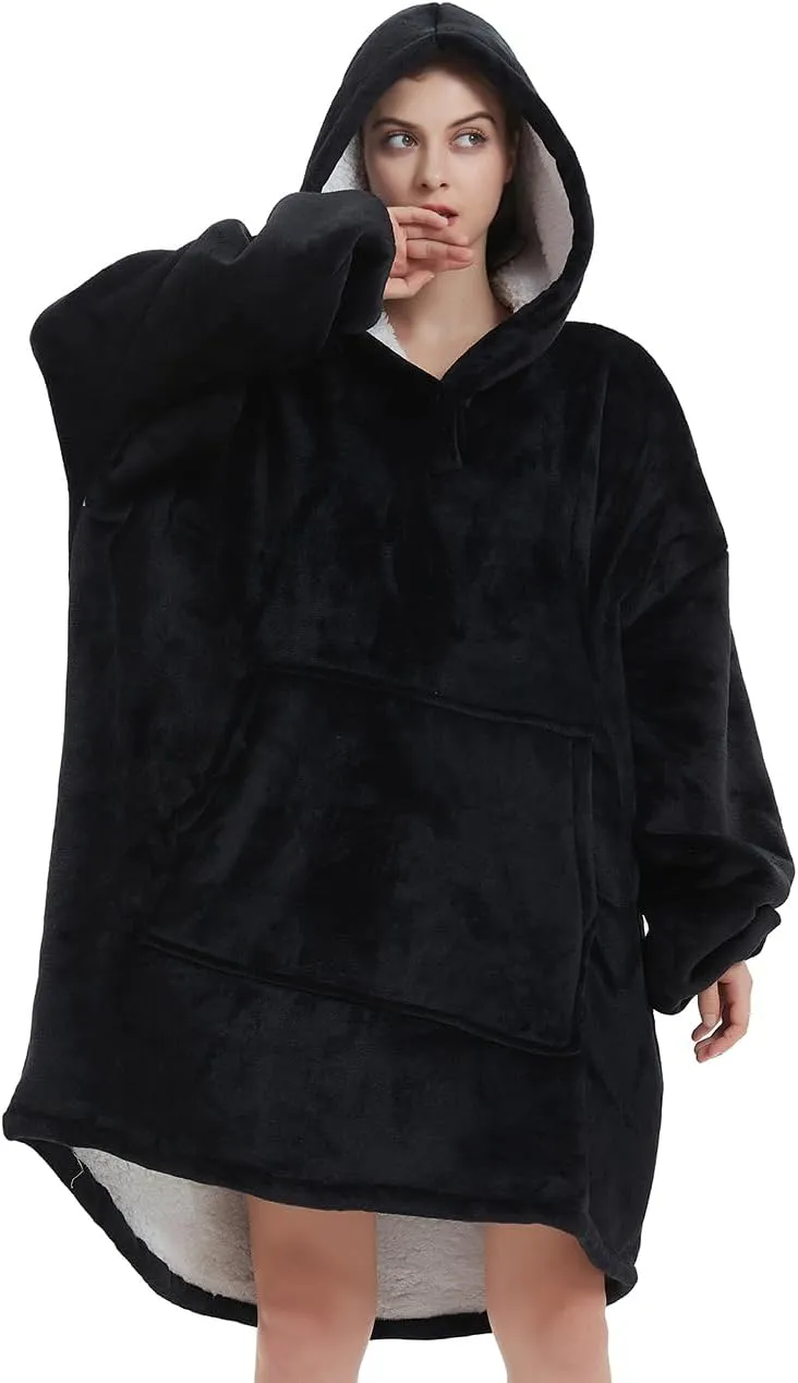 NAFLEAP Blanket Hoodie Women Wearable Blanket Adult Oversized Fleece Sherpa Christmas Sweatshirt Gift for Women