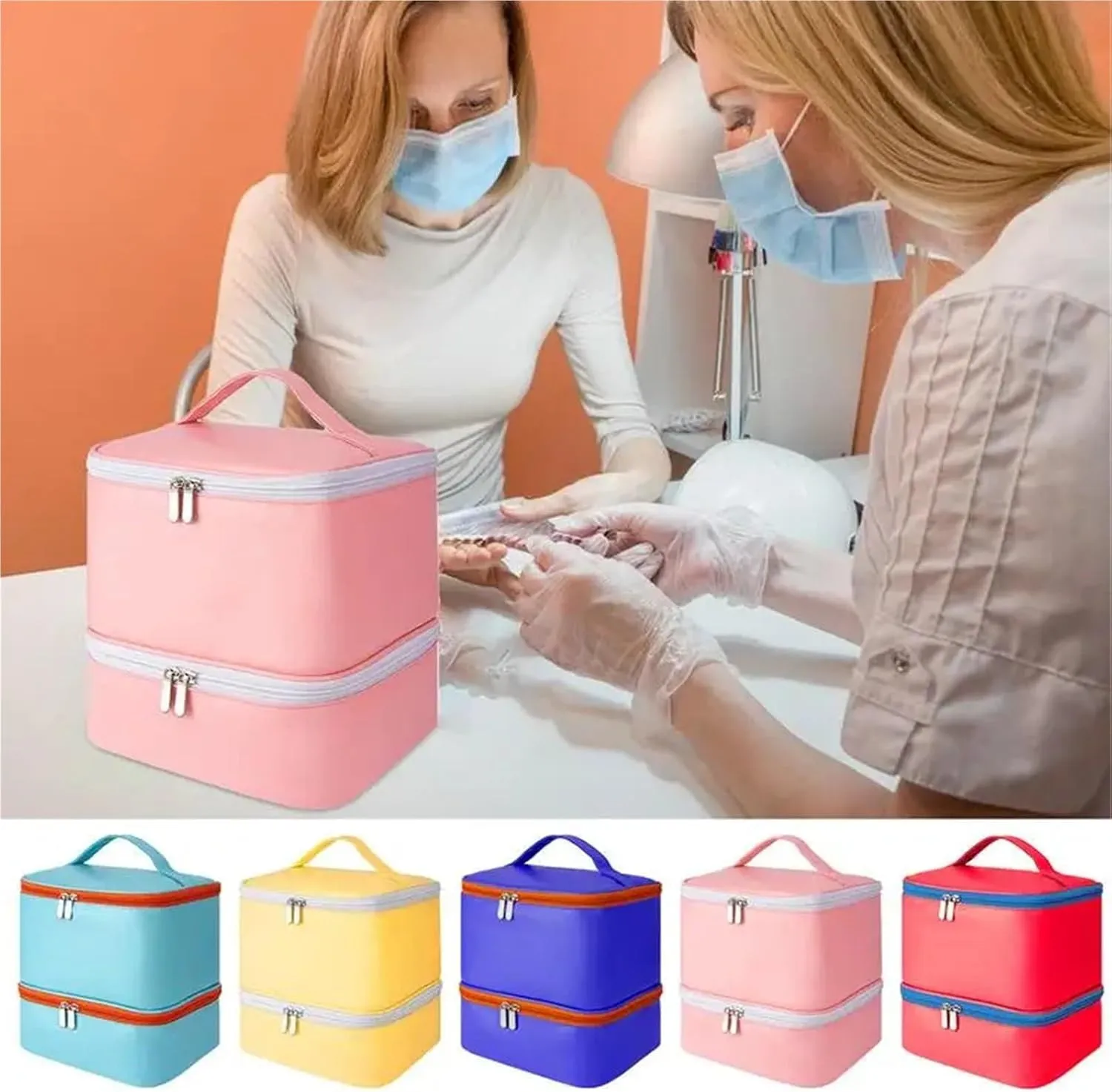 Nail Polish Storage Bag Nail Polish Storage Bag High Capacity Nail Polish Carrying Case Holds 30 Nail Glue Bottles Travel Case For Nail Lamp Massage Oil(Red)