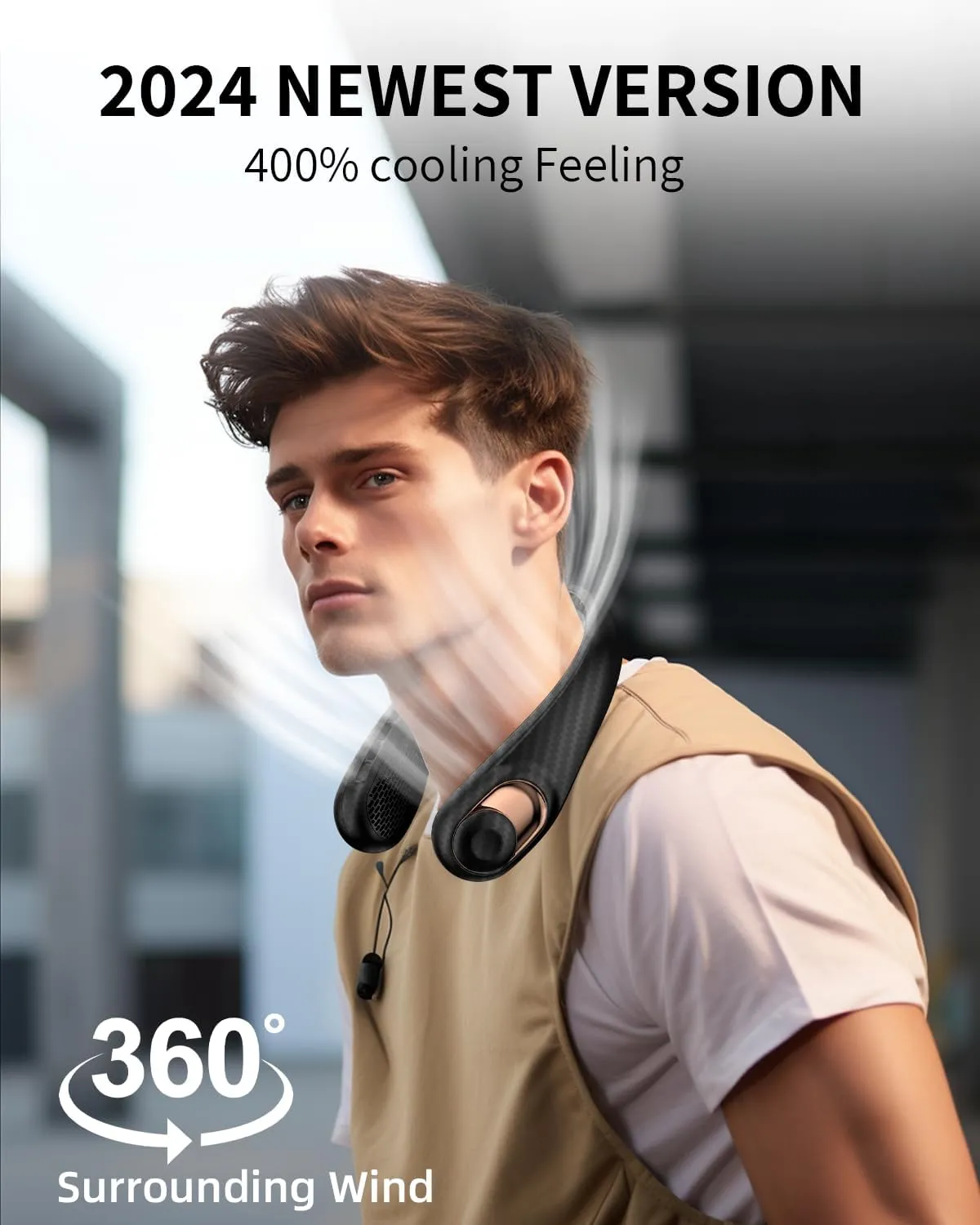 Neck Fan, Personal Fan with LED Indicator, USB-C Charging, Long-Lasting 5200mAh Battery, Hands Free Bladeless Fan with 3 Adjustable Speeds & Ultra-Quiet, Ideal for Home, Travel & Outdoor