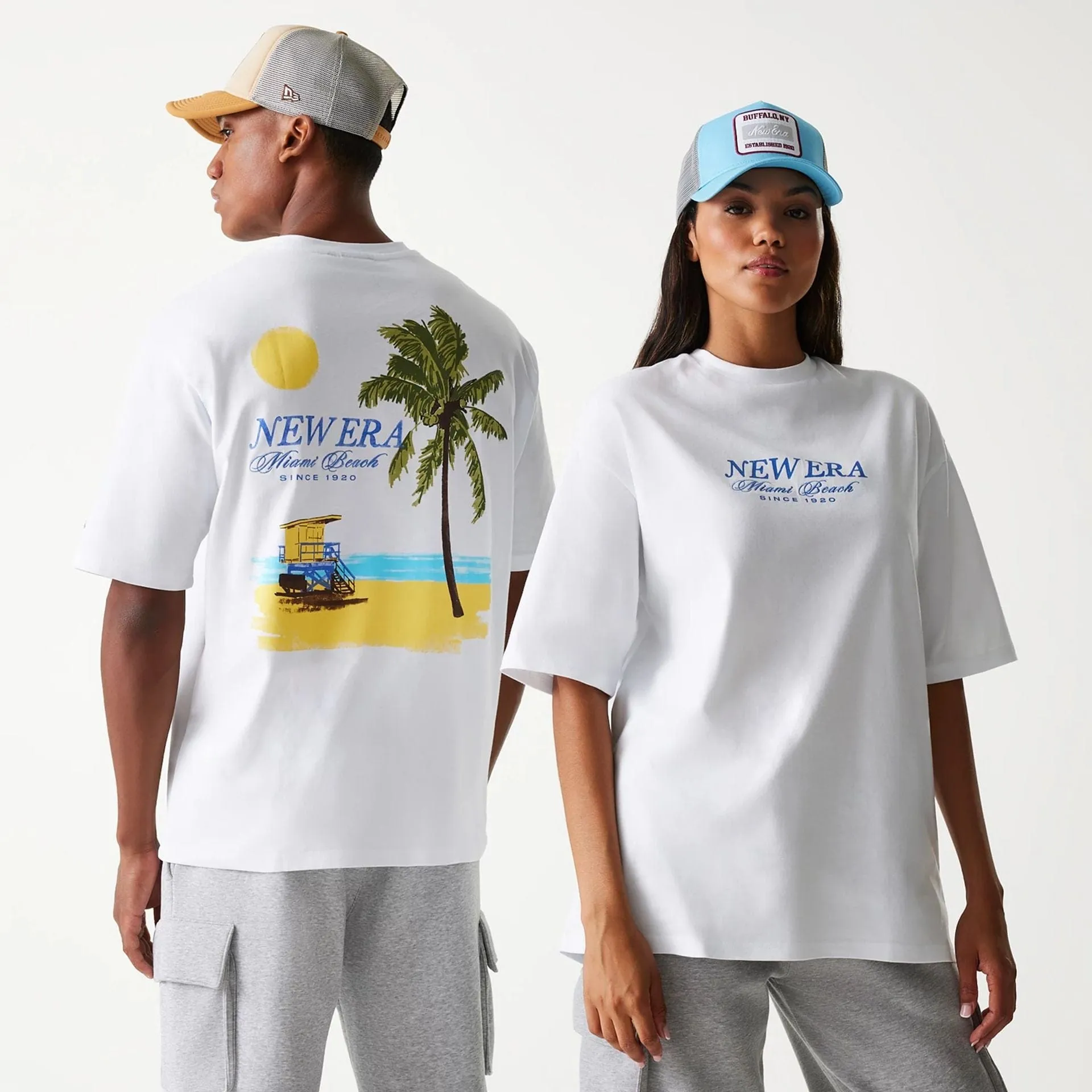 New Era Vacation Graphic White Oversized T-Shirt