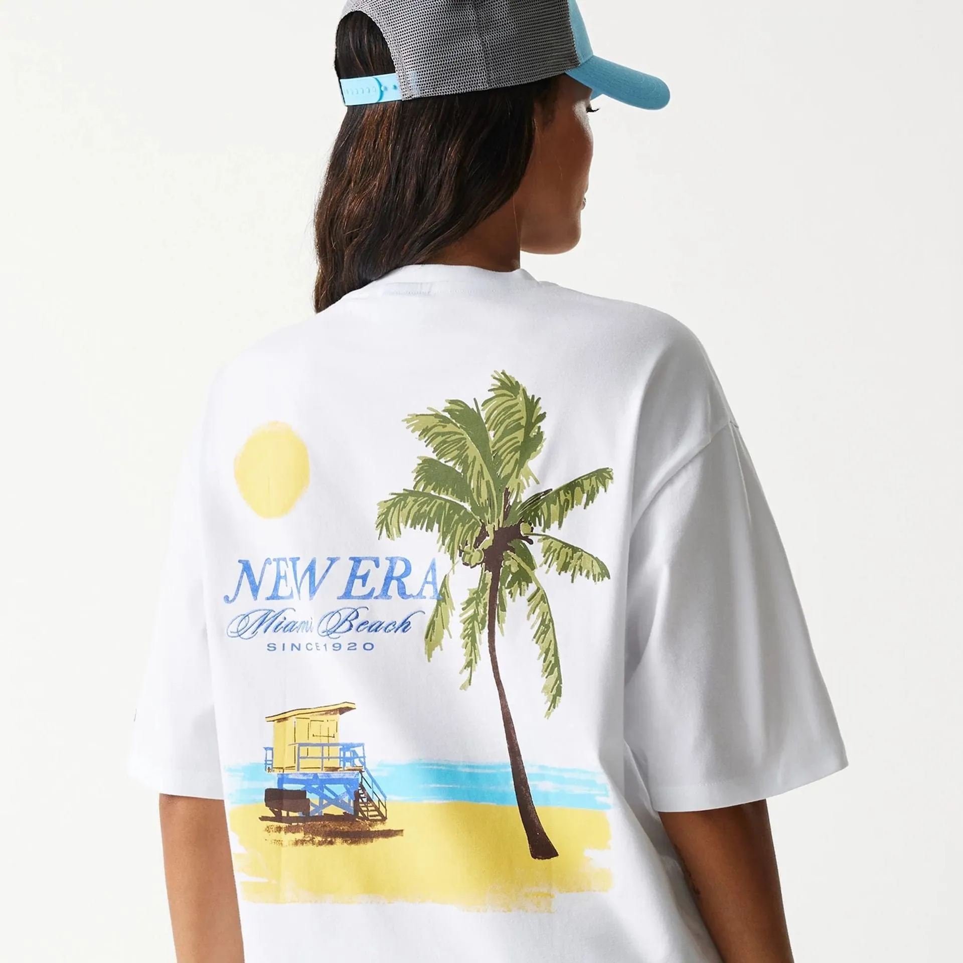 New Era Vacation Graphic White Oversized T-Shirt