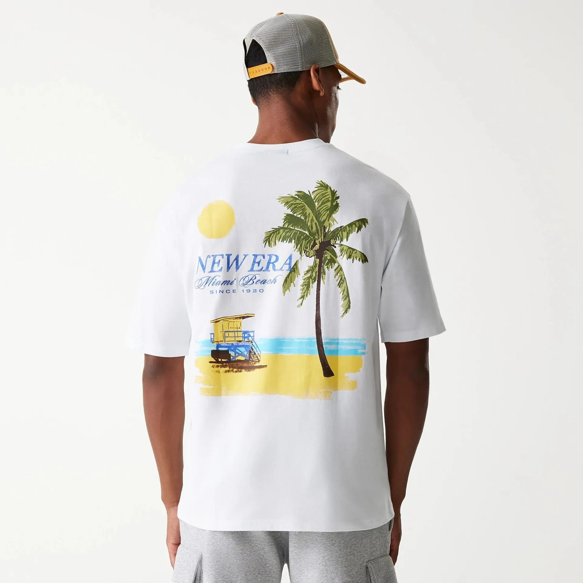 New Era Vacation Graphic White Oversized T-Shirt
