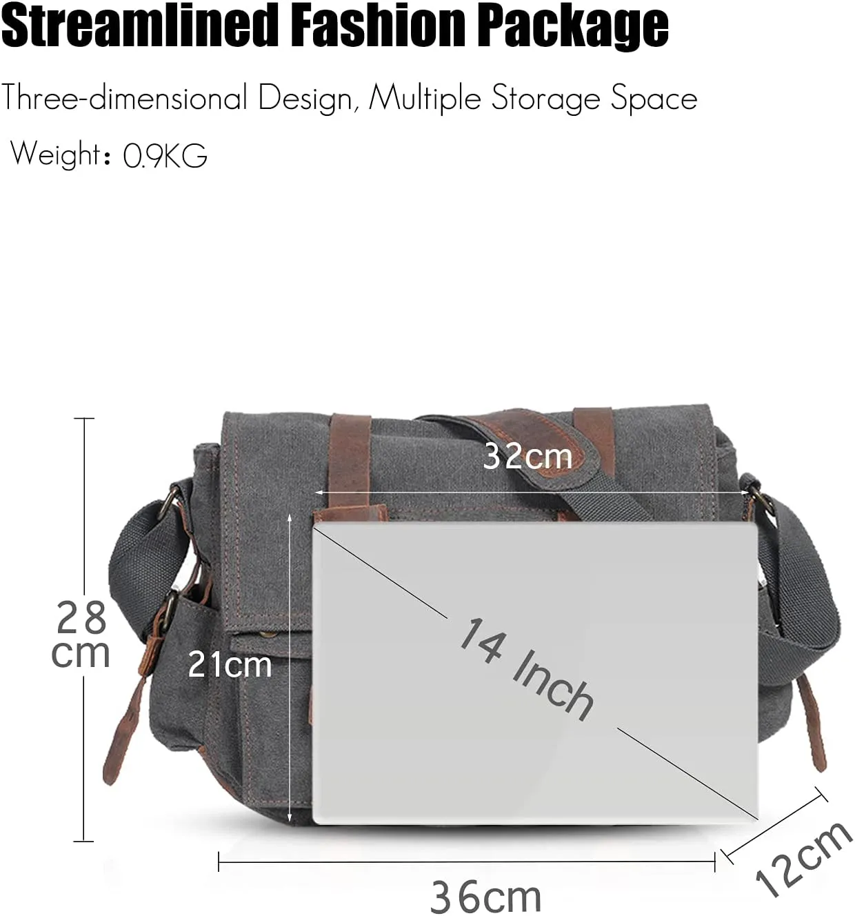 New Vintage Messenger Bag Satchel Bag bag Bookbag Casual Travel Shoulder Bag