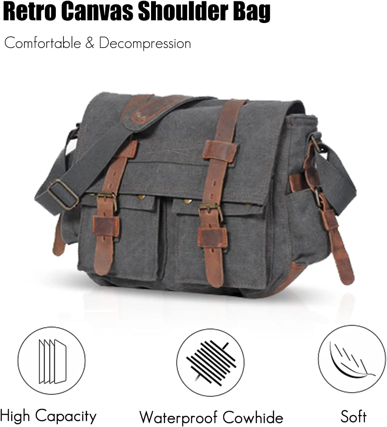 New Vintage Messenger Bag Satchel Bag bag Bookbag Casual Travel Shoulder Bag