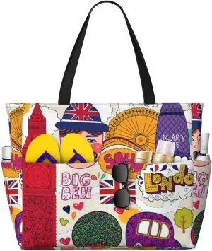 Newspaper in English Print Generic Large Capacity Beach Travel Bag - Swim Backpack/Family- Pool Accessories
