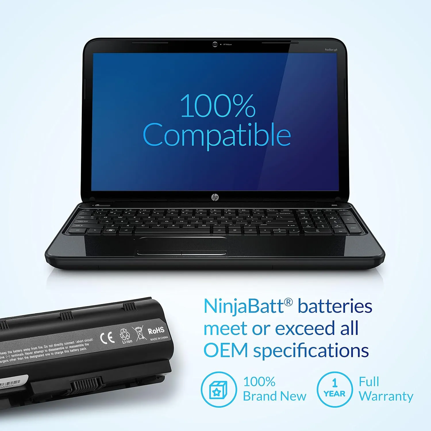NinjaBatt Battery for HP 593553-001 636631-001 MU06 MU09 593554-001, HP Pavilion dm4 g4 g6 g7 DV3-4000 DV5-2000 DV6-3000 DV7-6000, HP Compaq Presario CQ42 CQ56 CQ57 CQ62 - High Performance