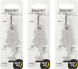 Nite Ize DoohicKey FishKey Key Tool - Keychain Multipurpose Tool - Key Accessories with Screwdriver, Bottle Opener & Serrated Edge - Multitool Keychain with S-Biner - 3 Pack