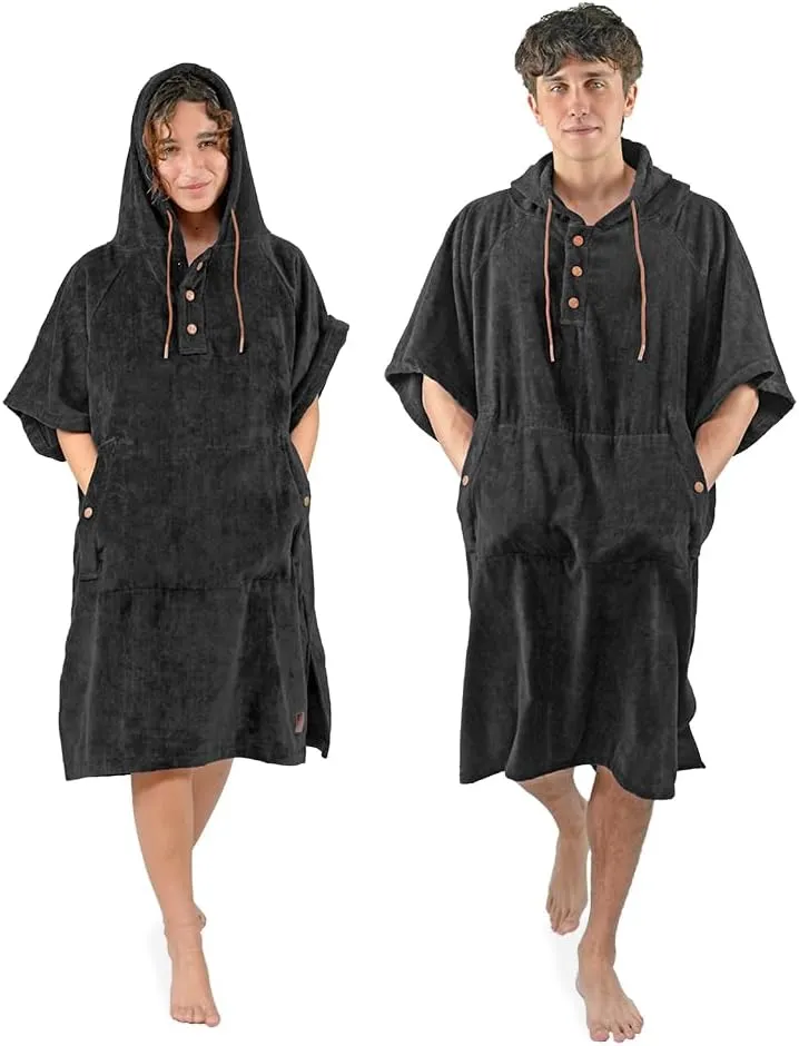NIXY Hooded Towel Changing Poncho: Cotton Exterior, Terry Interior For Beach, Surf, Pool, and Outdoor Adventures - Men, Women