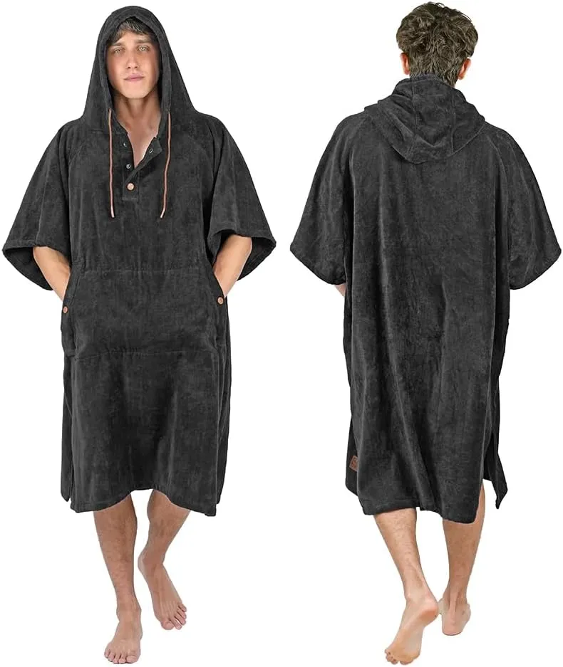 NIXY Hooded Towel Changing Poncho: Cotton Exterior, Terry Interior For Beach, Surf, Pool, and Outdoor Adventures - Men, Women